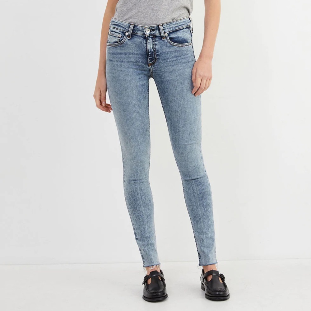 rag & bone Cate Mid-Rise Skinny Jeans in Birch Leaf Wash (Acid Blue Stone)